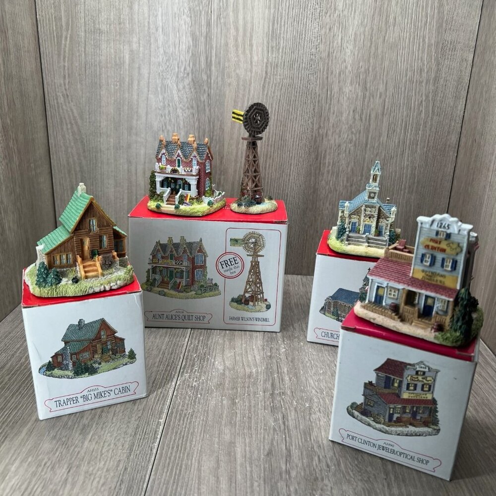 Liberty Falls Americana Collection Vtg 90s Lot of 4 Miniature Village Buildings